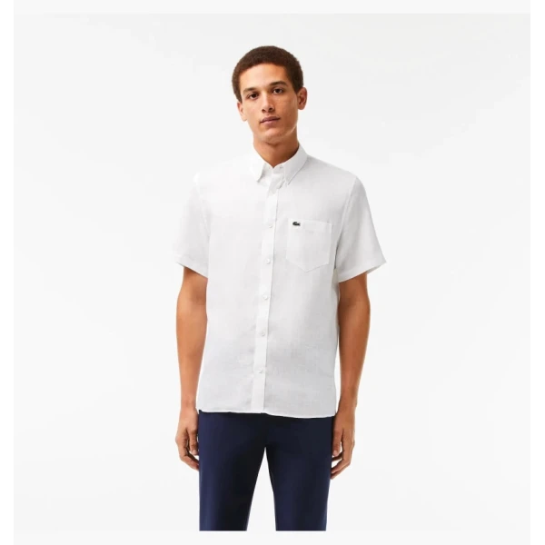 Сорочка чоловіча Lacoste Short Sleeve Linen Shirt White CH5699T001 39