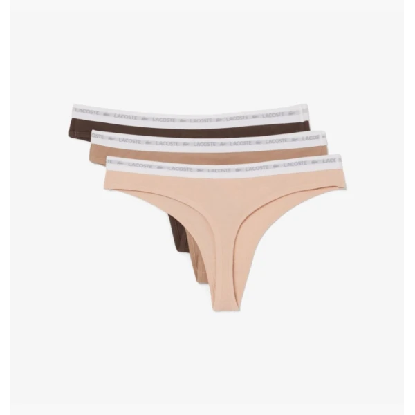 Нижня білизна жіноча Lacoste Stretch Cotton String Briefs (3 шт) Beige/Brown 8F1341I87 M
