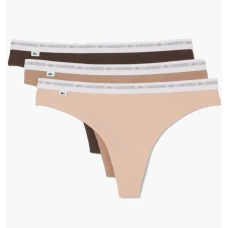 Нижня білизна жіноча Lacoste Stretch Cotton String Briefs (3 шт) Beige/Brown 8F1341I87 M
