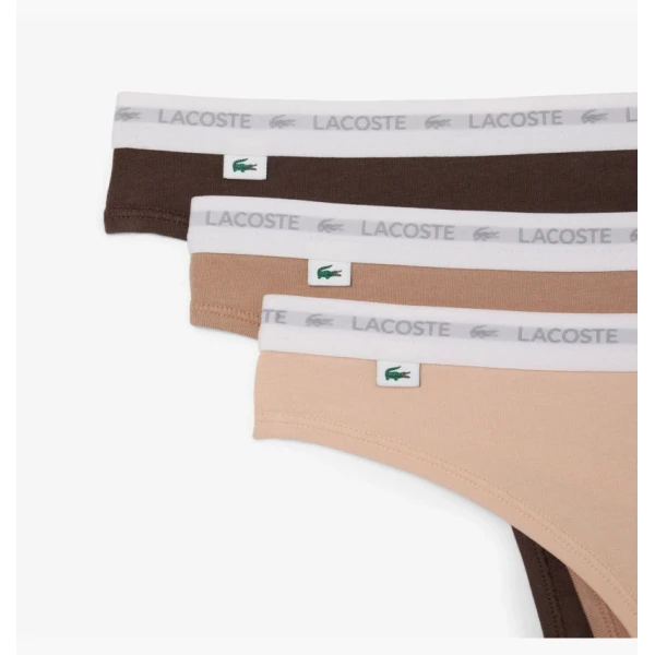 Нижня білизна жіноча Lacoste Stretch Cotton String Briefs (3 шт) Beige/Brown 8F1341I87 M