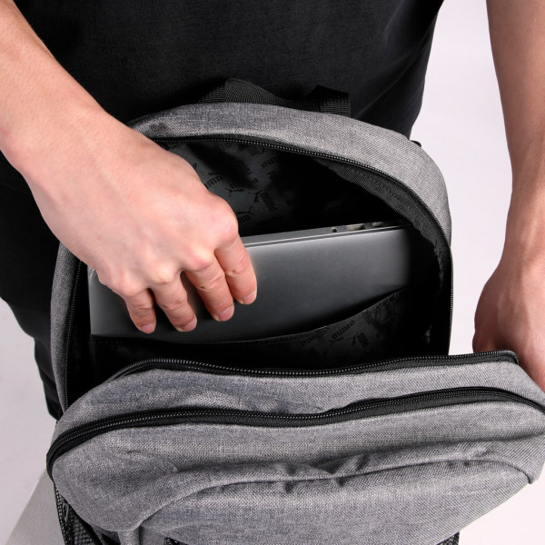Рюкзак чоловічій  Puma BUZZ HEATHER Backpack 28L сірий Уні 47,5х28х20 см 091350-01