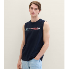 Майка чоловіча Tanktop with a logo print 1041866ХХ10668 Tom Tailor Темно-синій