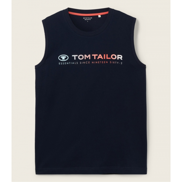 Майка чоловіча Tanktop with a logo print 1041866ХХ10668 Tom Tailor Темно-синій