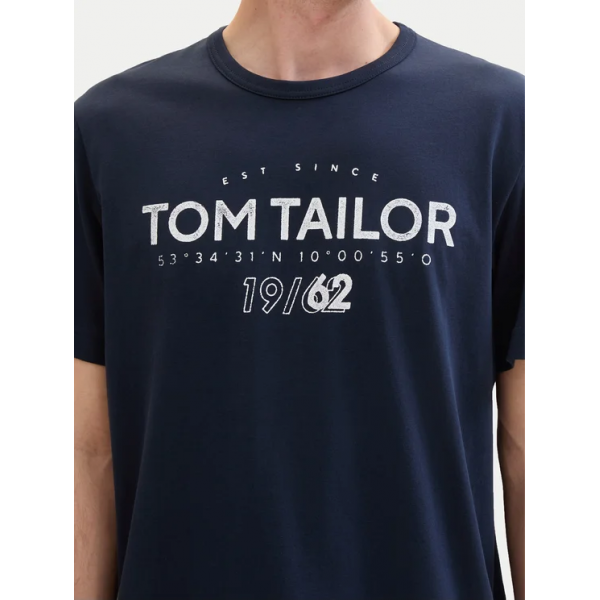 Футболка T-Shirt mit Logo Print 1041871ХХ10302 Tom Tailor L Темно-синій