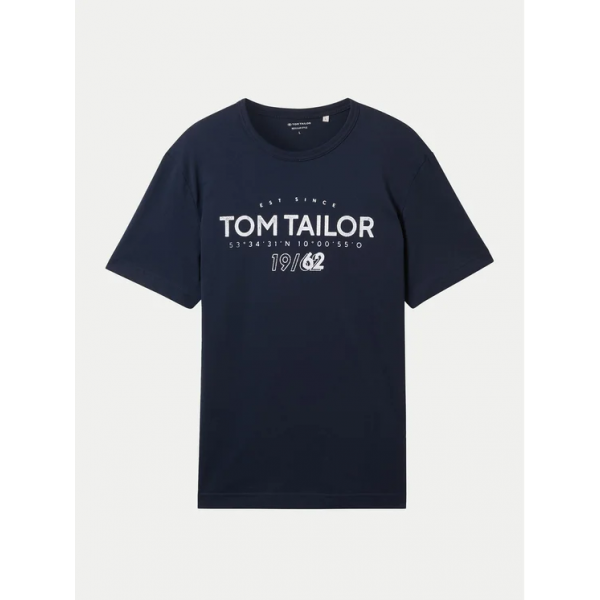 Футболка T-Shirt mit Logo Print 1041871ХХ10302 Tom Tailor L Темно-синій