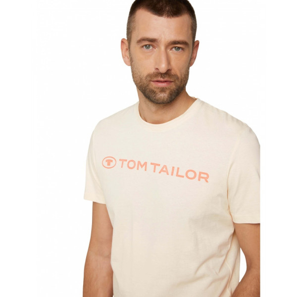 Футболка printed crewneck logo t-shirt 1030527XX1028130 Tom Tailor L Бежевий