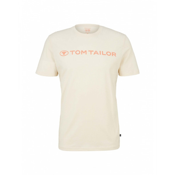 Футболка printed crewneck logo t-shirt 1030527XX1028130 Tom Tailor L Бежевий