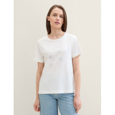 Футболка T-Shirt mit Print 1040544ХХ10320 Tom Tailor L Білий