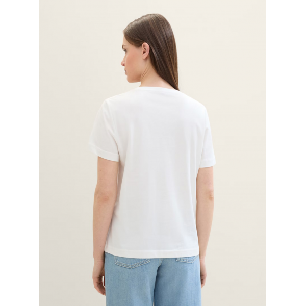 Футболка T-Shirt mit Print 1040544ХХ10320 Tom Tailor L Білий