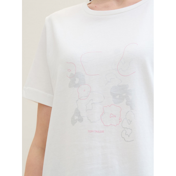 Футболка T-Shirt mit Print 1040544ХХ10320 Tom Tailor L Білий