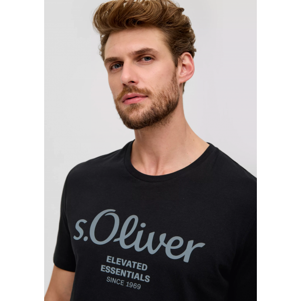 Футболка T-shirt à logo imprimé 2139909.99D1 s.Oliver L Чорний