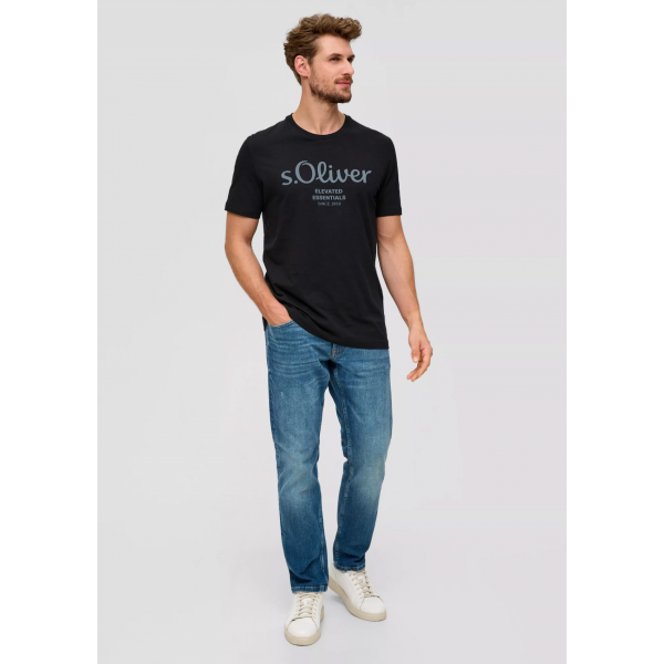 Футболка T-shirt à logo imprimé 2139909.99D1 s.Oliver L Чорний