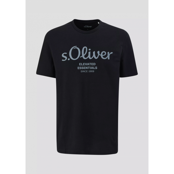 Футболка T-shirt à logo imprimé 2139909.99D1 s.Oliver L Чорний