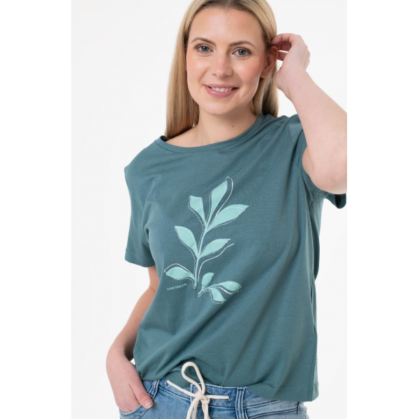 Футболка T-SHIRT WITH A PRINT 1040544-10697 Tom Tailor L Зелений