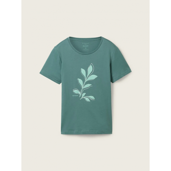 Футболка T-SHIRT WITH A PRINT 1040544-10697 Tom Tailor L Зелений