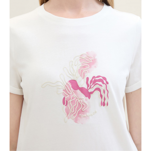 Футболка T-shirt with a print 1041569ХХ10315 Tom Tailor L Білий