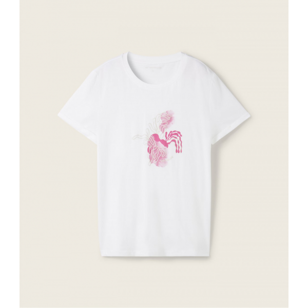 Футболка T-shirt with a print 1041569ХХ10315 Tom Tailor L Білий