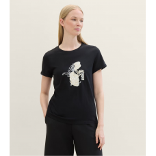Футболка T-shirt with a print 1041569ХХ14482 Tom Tailor L Чорний