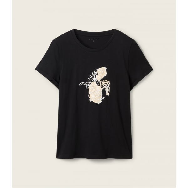 Футболка T-shirt with a print 1041569ХХ14482 Tom Tailor L Чорний