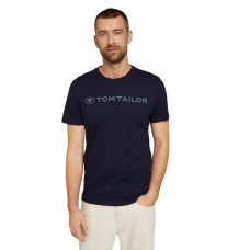 Футболка printed crewneck logo t-shirt 1030527XX1010668 Tom Tailor L Темно-синій