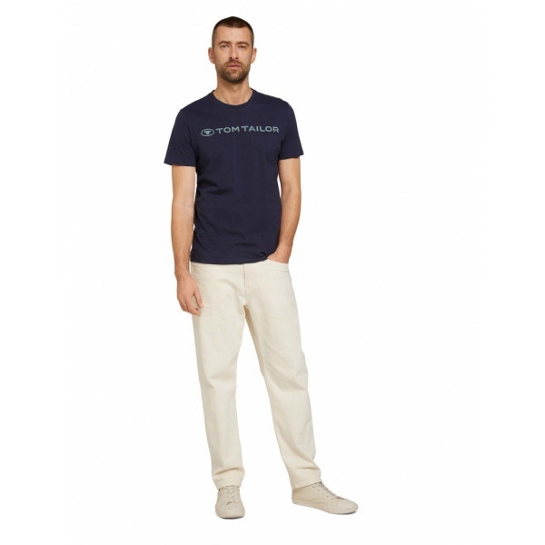 Футболка printed crewneck logo t-shirt 1030527XX1010668 Tom Tailor L Темно-синій