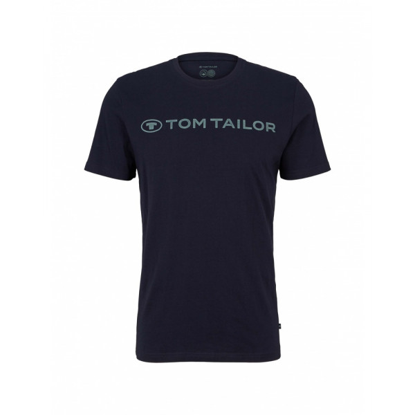 Футболка printed crewneck logo t-shirt 1030527XX1010668 Tom Tailor L Темно-синій