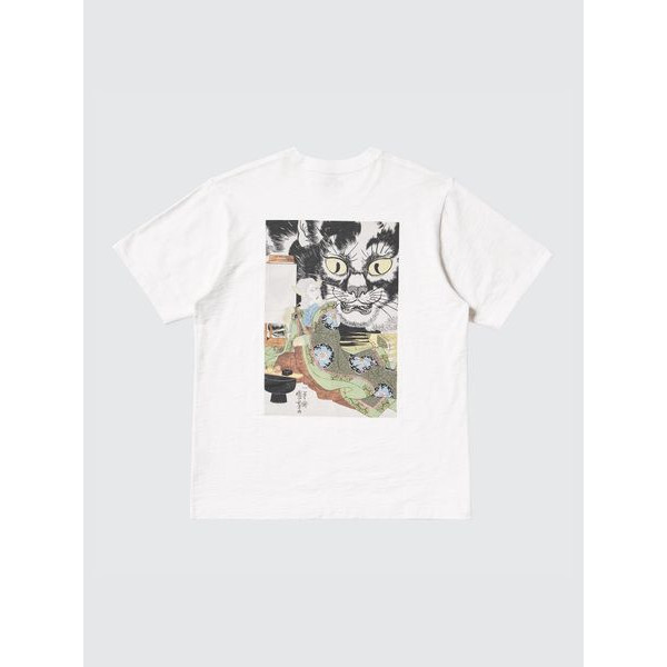 Футболка UKIYO-E Dark Fantasy UT Graphic T-Shirt Ukiyo-e dark fantasy Color: 01 OFF WHITE Cat танцор