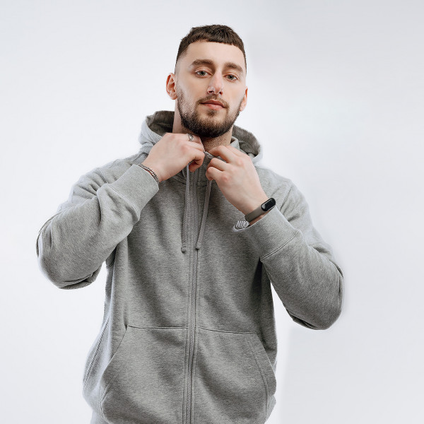 Толстовка чоловіча Nike M Nsw Club Hoodie Fz Ft Grey BV2648-063