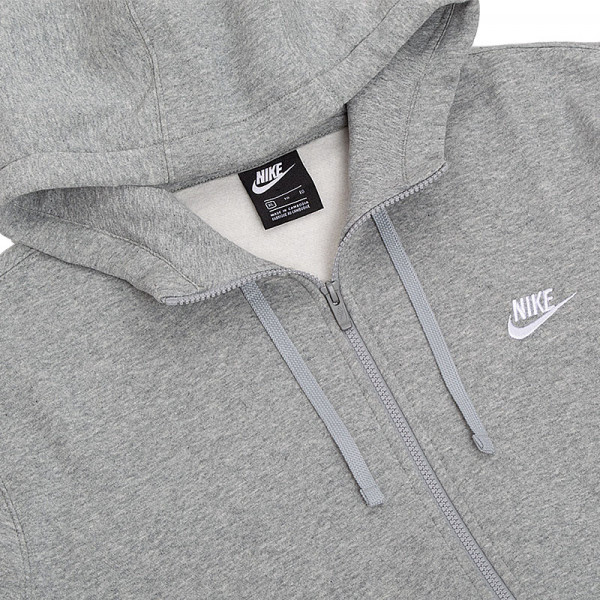 Толстовка чоловіча Nike M Nsw Club Hoodie Fz Ft Grey BV2648-063