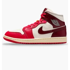 Кросівки жіночі Air Jordan 1 Mid Red/White BQ6472-119